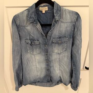 Cloth & Stone Chambray Button Down Shirt Small 100% Tencel Denim Top